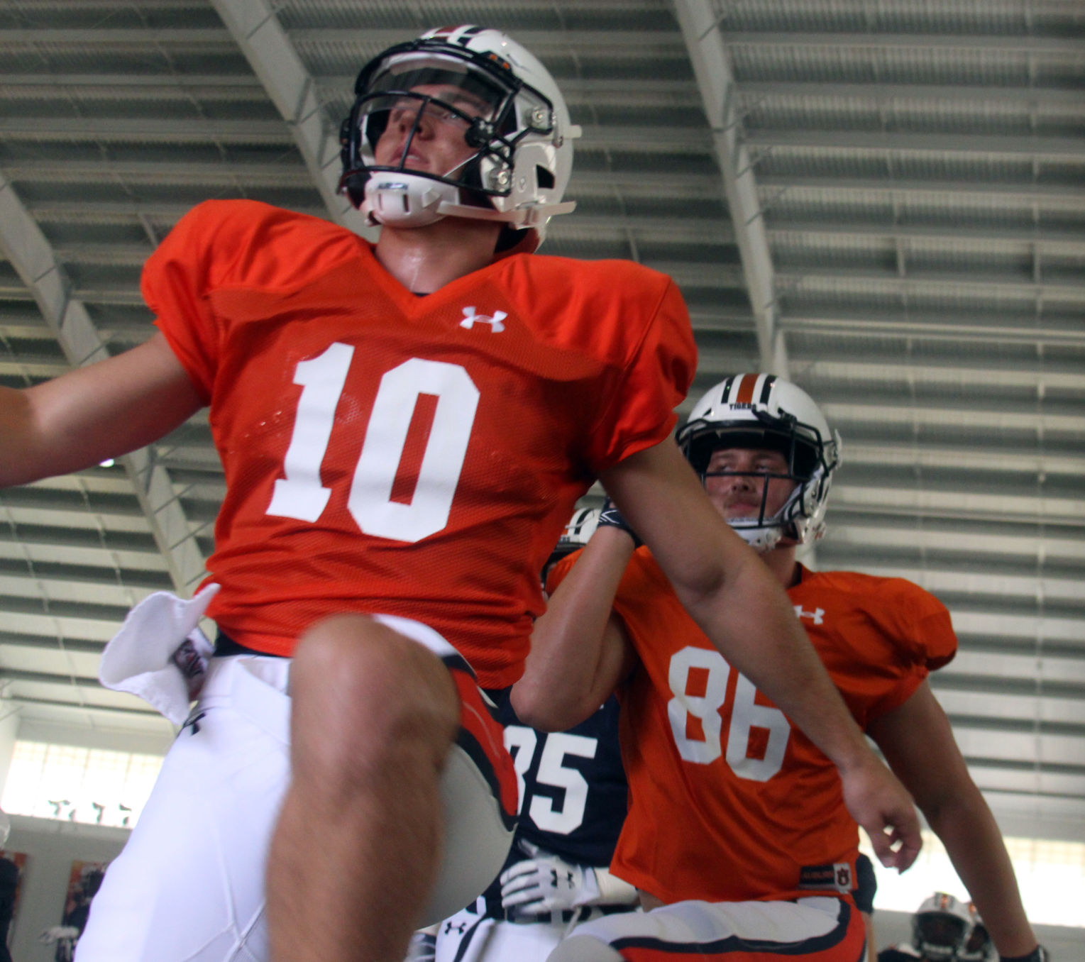 Auburn football practice on the first day of full pads